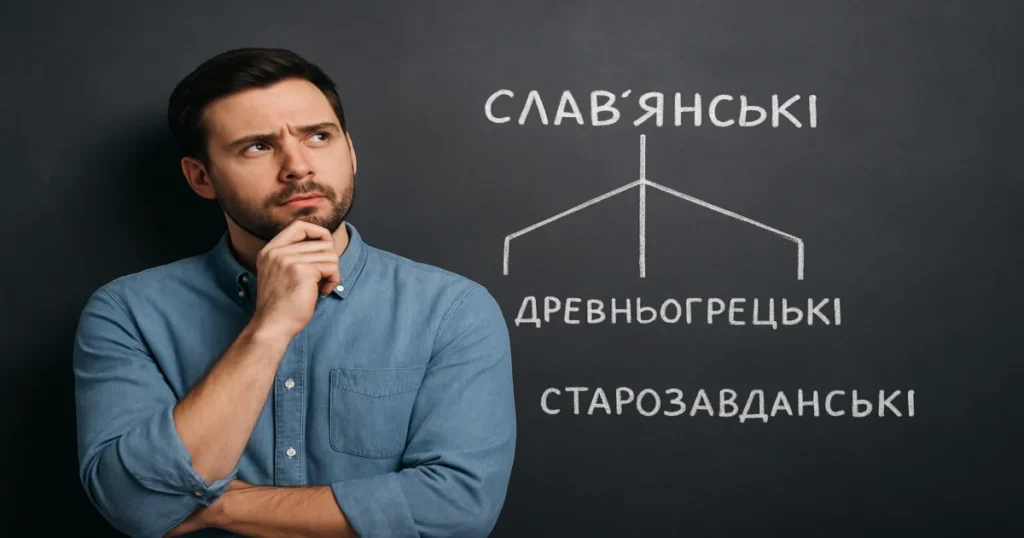 Як поділяються давні чоловічі імена за походженням?